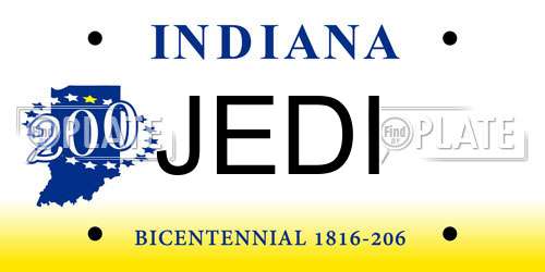 JEDI Indiana License Plate