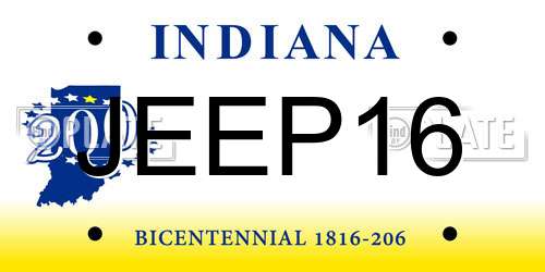 JEEP16 Indiana License Plate