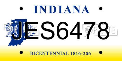 JES6478 Indiana License Plate