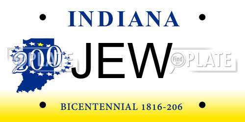 JEW Indiana License Plate