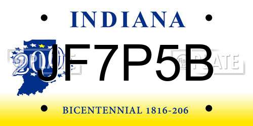JF7P5B Indiana License Plate