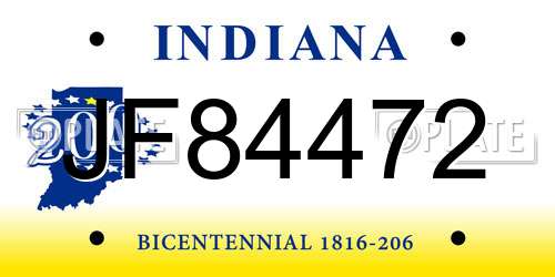 JF84472 Indiana License Plate