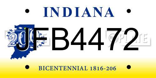 JFB4472 Indiana License Plate