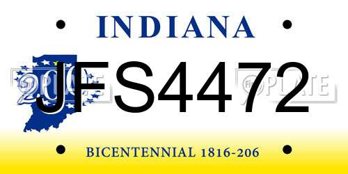 JFS4472 Indiana License Plate