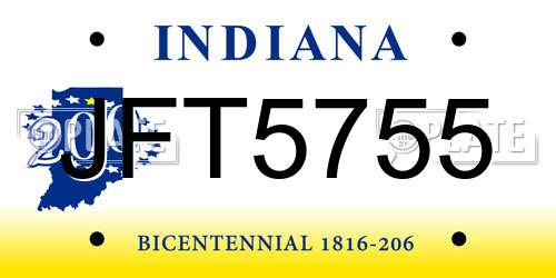 JFT5755 Indiana License Plate