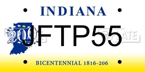 JFTP55 Indiana License Plate