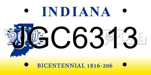 JGC6313 Indiana License Plate