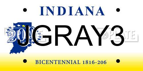 JGRAY3 Indiana License Plate