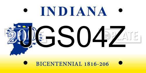 JGS04Z Indiana License Plate