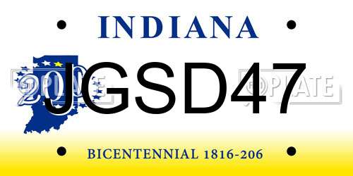 JGSD47 Indiana License Plate