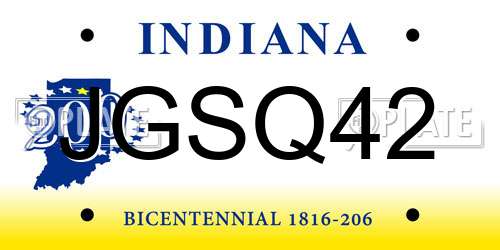 JGSQ42 Indiana License Plate