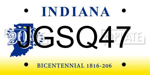 JGSQ47 Indiana License Plate