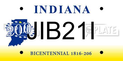 JIB21I Indiana License Plate