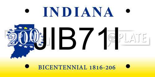 JIB71I Indiana License Plate