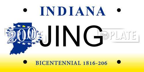 JING Indiana License Plate