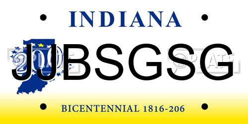 JJBSGSG Indiana License Plate