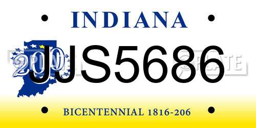 JJS5686 Indiana License Plate