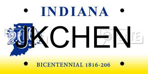 JKCHEN Indiana License Plate