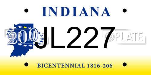 JL227 Indiana License Plate