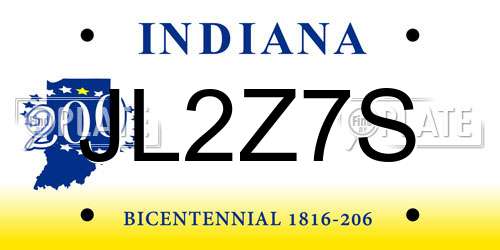 JL2Z7S Indiana License Plate