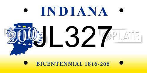 JL327 Indiana License Plate