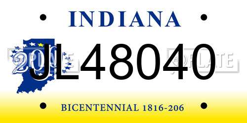 JL48040 Indiana License Plate