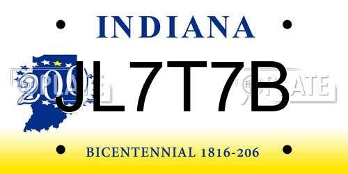 JL7T7B Indiana License Plate