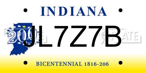 JL7Z7B Indiana License Plate