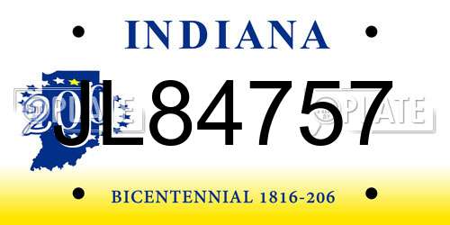 JL84757 Indiana License Plate