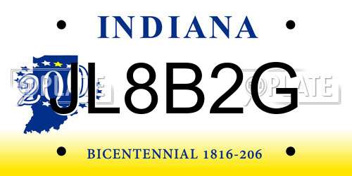 JL8B2G Indiana License Plate