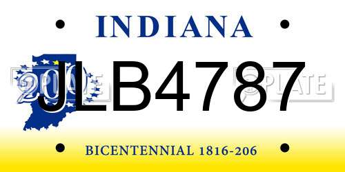 JLB4787 Indiana License Plate