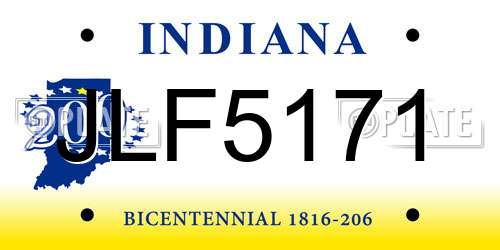 JLF5171 Indiana License Plate