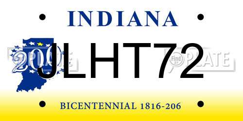 JLHT72 Indiana License Plate