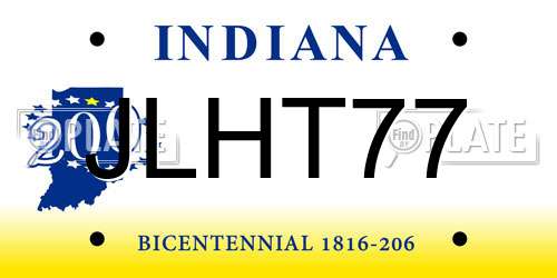 JLHT77 Indiana License Plate
