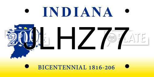 JLHZ77 Indiana License Plate
