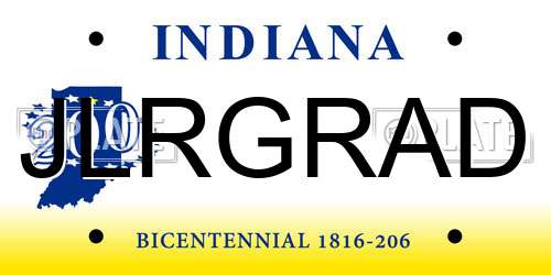JLRGRAD Indiana License Plate