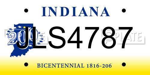 JLS4787 Indiana License Plate