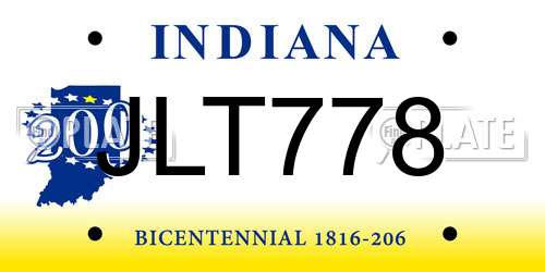 JLT778 Indiana License Plate