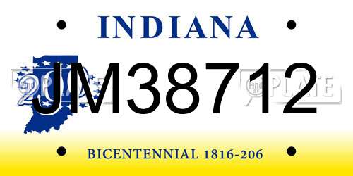 JM38712 Indiana License Plate