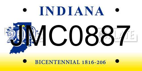 JMC0887 Indiana License Plate