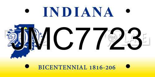 JMC7723 Indiana License Plate