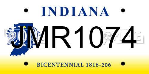 JMR1074 Indiana License Plate