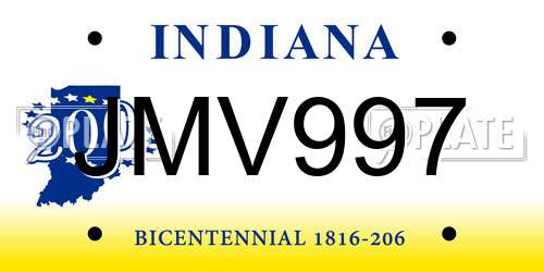 JMV997 Indiana License Plate
