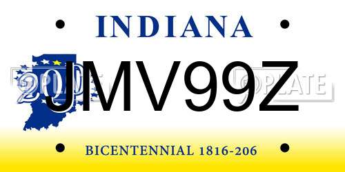 JMV99Z Indiana License Plate