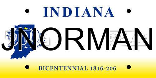 JNORMAN Indiana License Plate