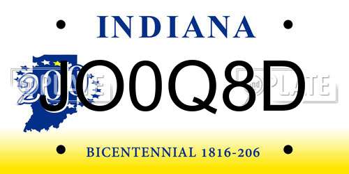 JO0Q8D Indiana License Plate