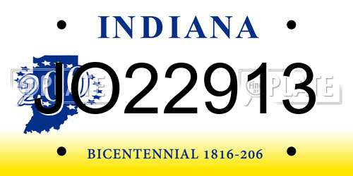 JO22913 Indiana License Plate