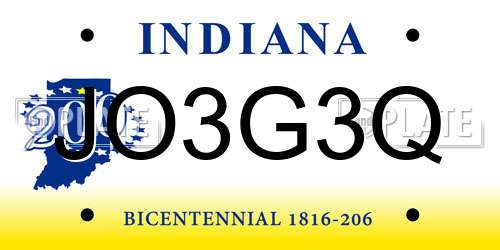 JO3G3Q Indiana License Plate