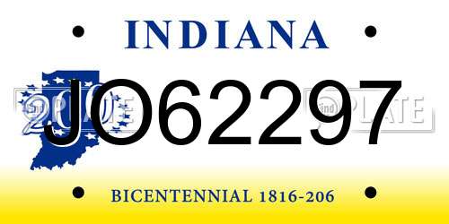 JO62297 Indiana License Plate