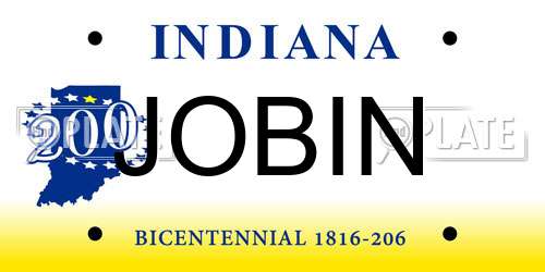 JOBIN Indiana License Plate